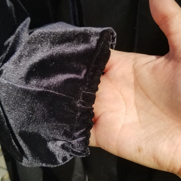 Zara black velvet wrap dress mini puff sleeve S - Picture 10 of 17